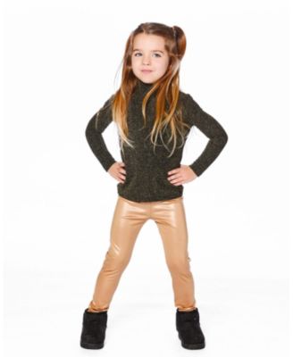 Big Girls Stretch Shiny Leggings Golden Beige