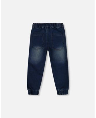 Baby Boy French Terry Jogger Pants Dark Blue Denim - Baby