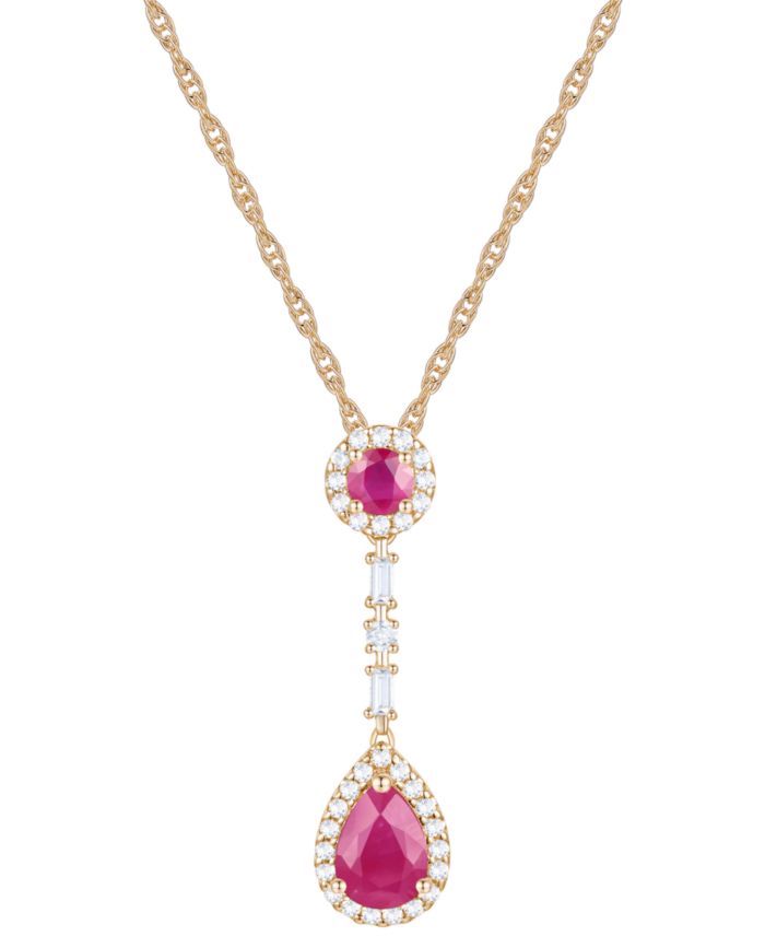 Ruby (1-1/6 ct. t.w.) and Diamond (1/4 ct. t.w.) 18" Lariat Necklace in