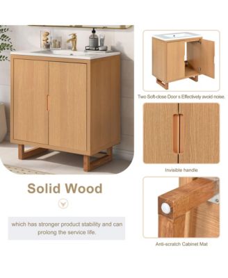30" Solid Wood Bathroom Vanity Set with Sink and Storage Cabinet, Durable & Elegant