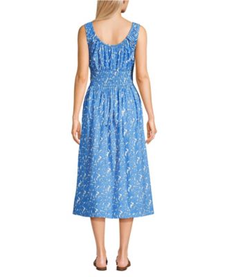 Women's Sleeveless Poplin Smocked Midi Dress