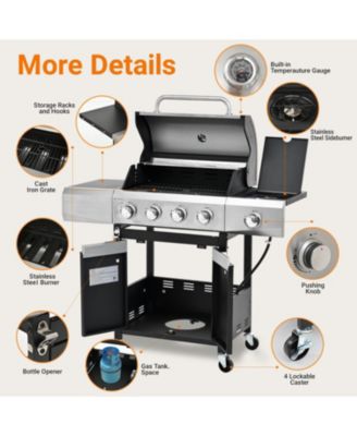 Propane 4-Burner Gas Grill with Side Burner