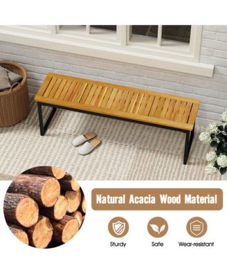 2PCS 51'' Wooden Outdoor Bench Patio Dining Bench w/Acacia Wood Seat