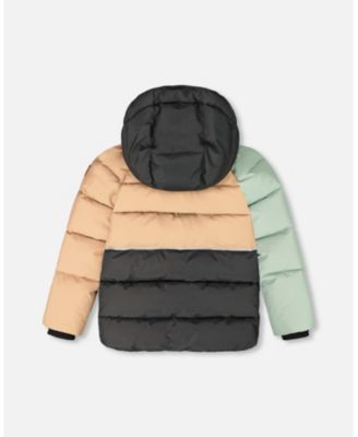 Boy Colorblocked Puffy Winter Coat Black - Child
