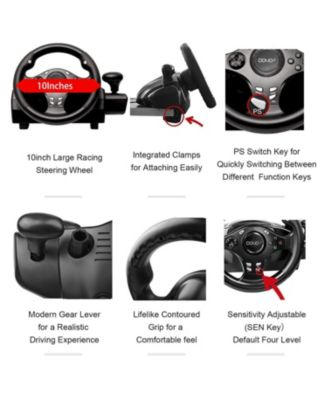 PC Racing Wheel with Pedals & Shifter – 270° Rotation, Dual Vibration, Compatible with PS4, Xbox One, Xbox Series X|S, PS3, Switch & Android