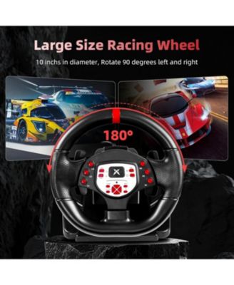 180&deg;Gaming Steering Wheel with Dual Vibration & Pedals – Compatible with Xbox One, Xbox Series X|S, PS4, PC, Switch, PS3, Xbox 360 & Android