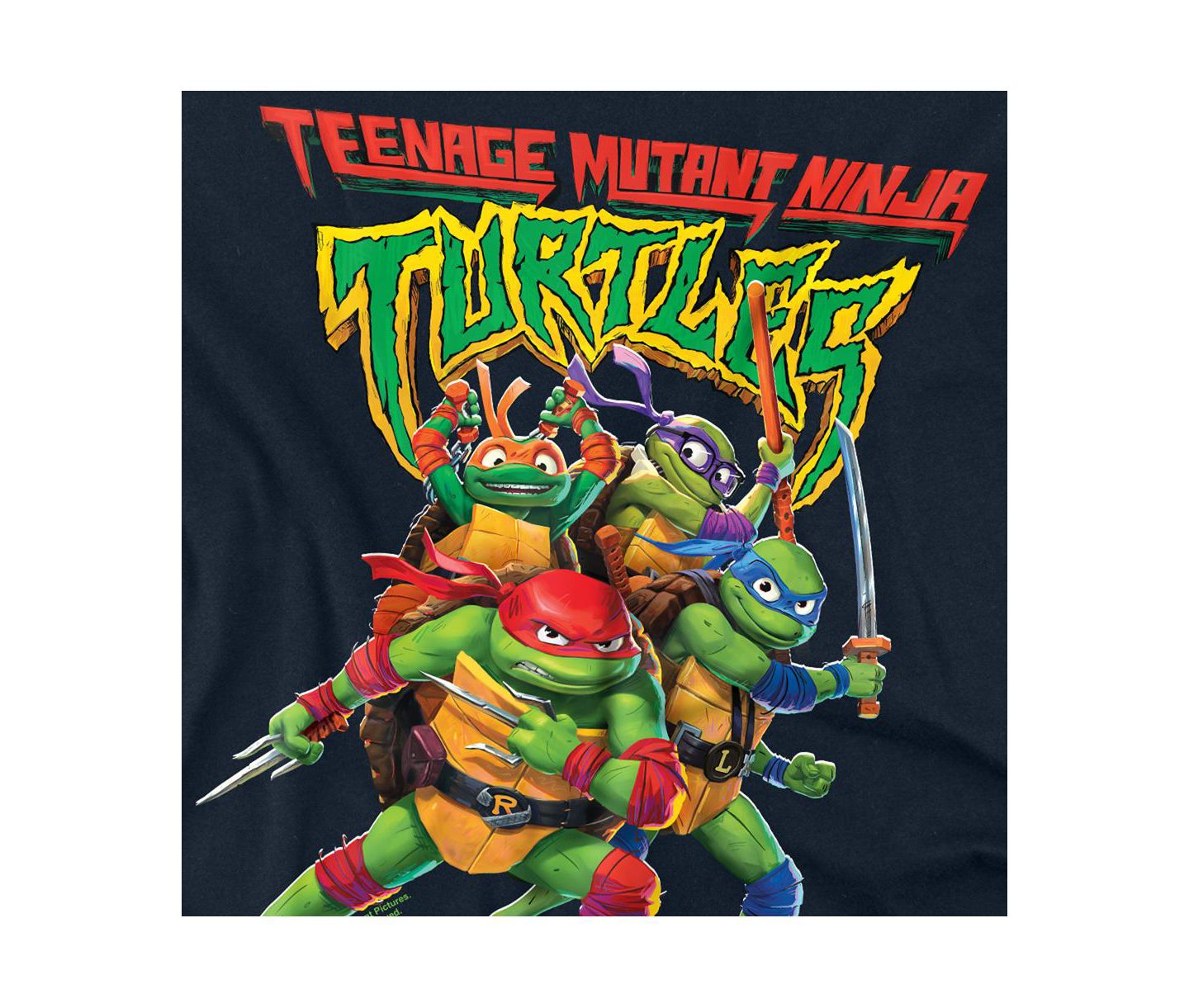 Мужская футболка Teenage Mutant Ninja Turtles Tmnt Mutant Mayhem Logo With Group, цвет: Тёмно-синий — фото 2