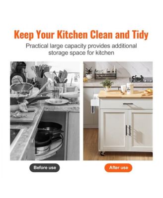 Kitchen Cart with Wood Top, Storage Cabinet, Drop Leaf, and Rolling Wheels