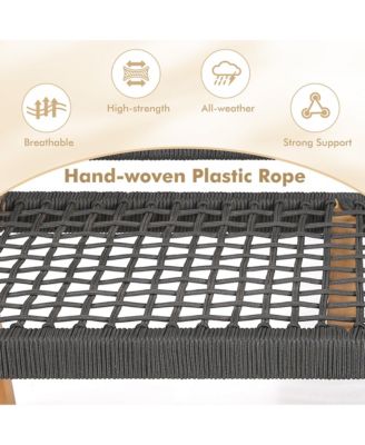 Patio 2-Person Acacia Wood Bench All-Weather Rope Woven Outdoor Garden