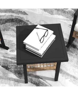 3 Pieces Bistro Set with Rat Rocking Chairs & Table Dark