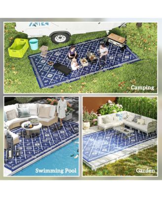 Outdoor Rug, 9' x 18' Floor Mat, Rhombus