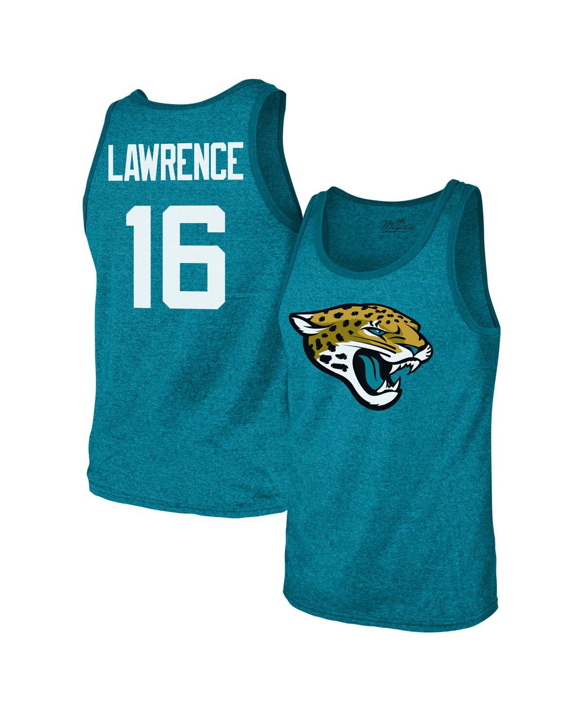 Threads Men's Trevor Lawrence Teal Jacksonville Jaguars Tri-Blend Player Name Number Tank Top T-Shirt - Teal