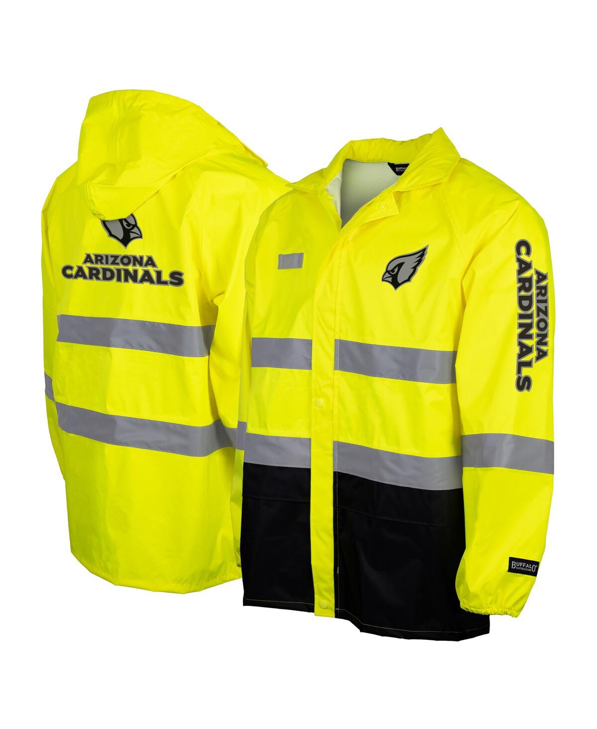 Buffalo Outdoors Men's Yellow Arizona Cardinals Hi-vis Safety Waterproof Rain Shell Full-zip Hooded Jacket In Yellow