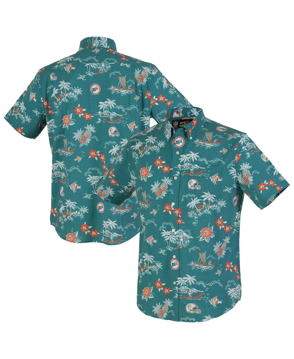 Men's Aqua Miami Dolphins Throwback Kekai Performance Button-Down Shirt - Aqua