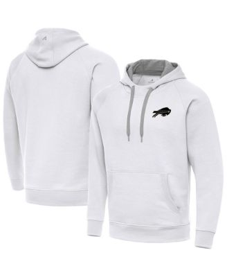 Antigua - Men's White Buffalo Bills Brushed Carbon Victory Pullover Hoodie