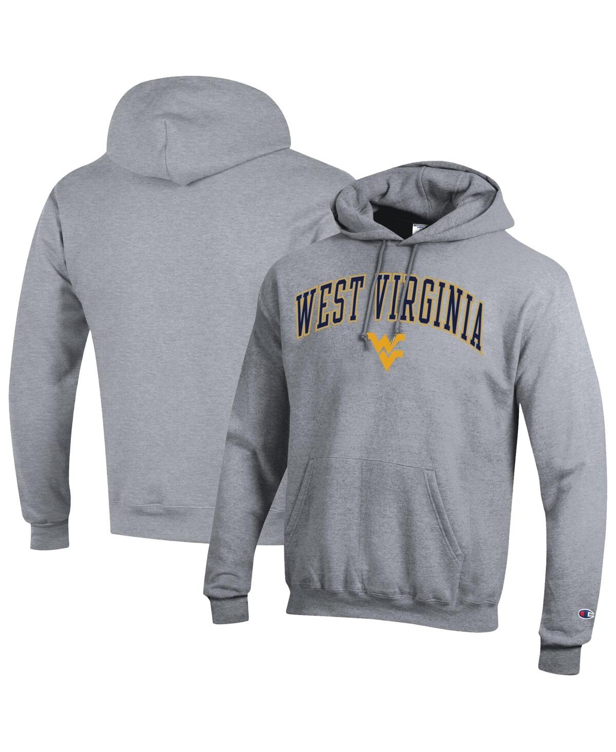 Champion Men's Gold West Virginia Mountaineers Arch Over Logo Pullover Hoodie - Heather Gray