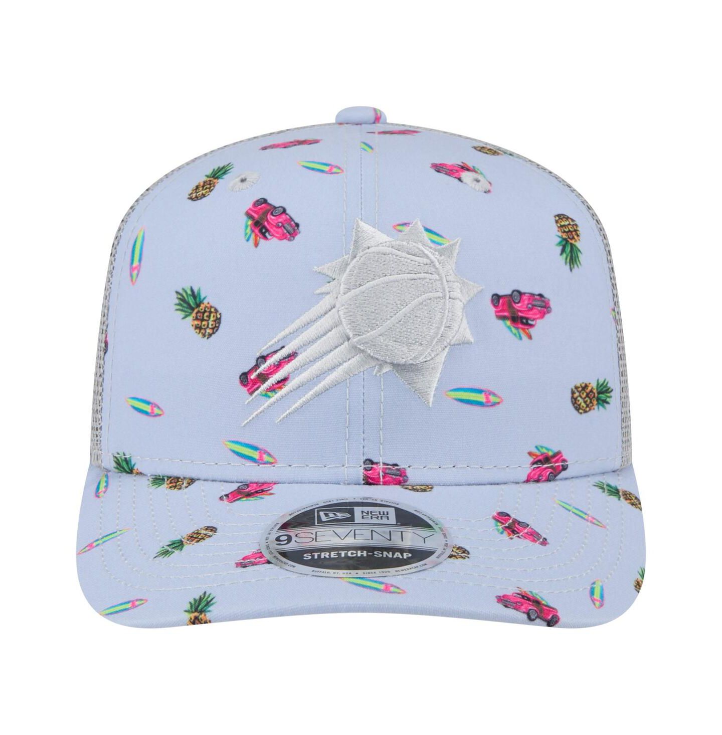 Мужской головной убор New Era Light Blue/Gray Phoenix Suns Adventure Aloha Pattern 9SEVENTY Stretch-Snap Hat — фото 4