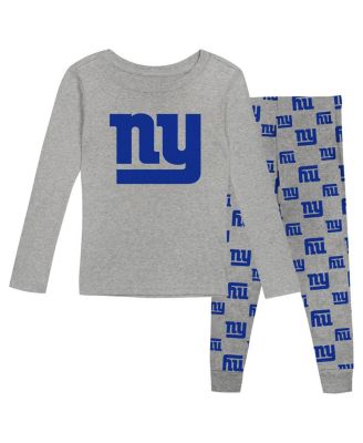 Outerstuff - Preschool Heather Gray New York Giants Long Sleeve T-Shirt and Pants Sleep Set