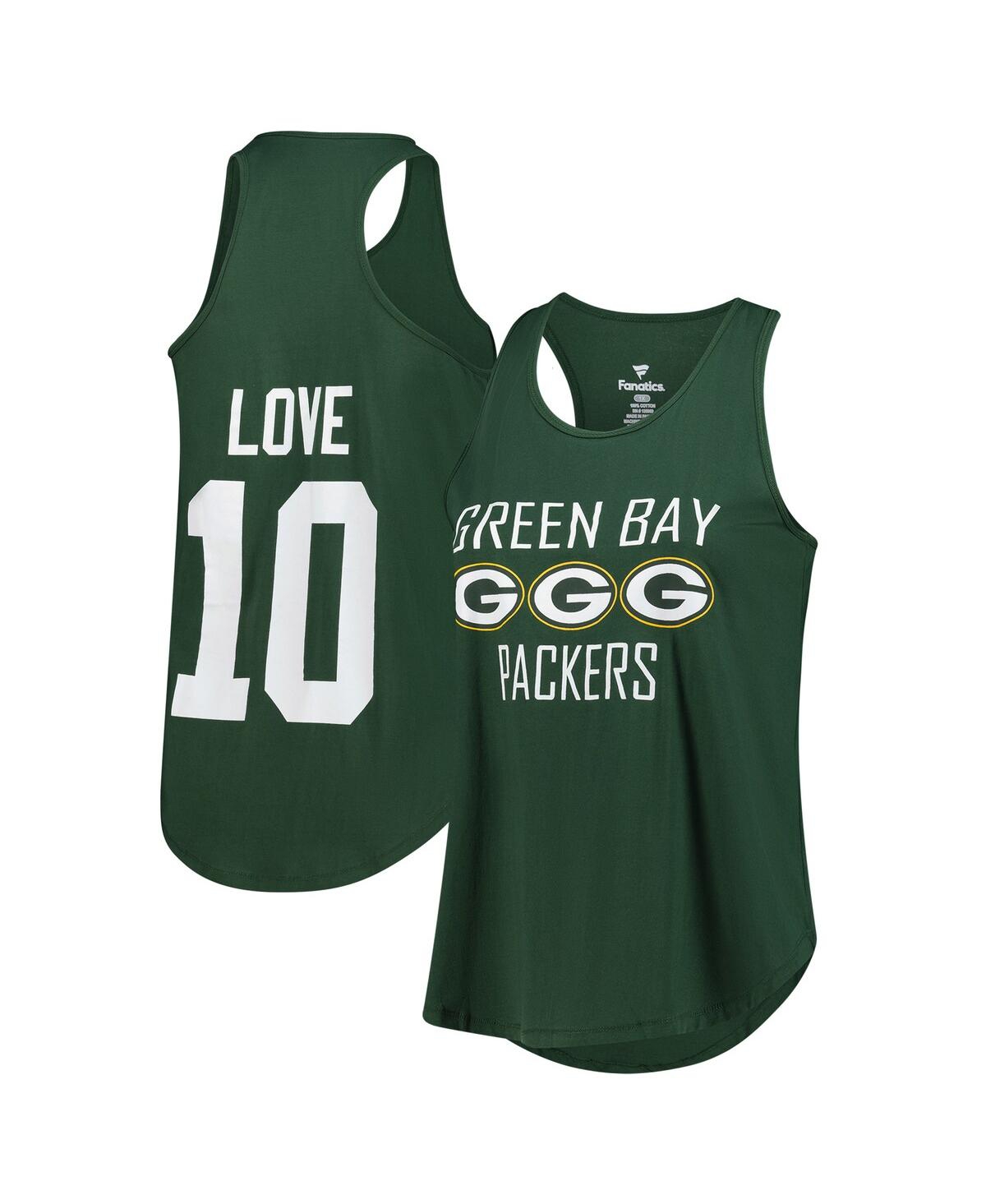 Women'sÂ Jordan Love Green Green Bay Packers Plus Size Name Number Tank Top - Green