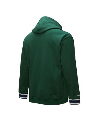 Men's Hunter Green Milwaukee Bucks Hardwood Classics Chainstitch&nbsp;Vintage Heavyweight Pullover Hoodie