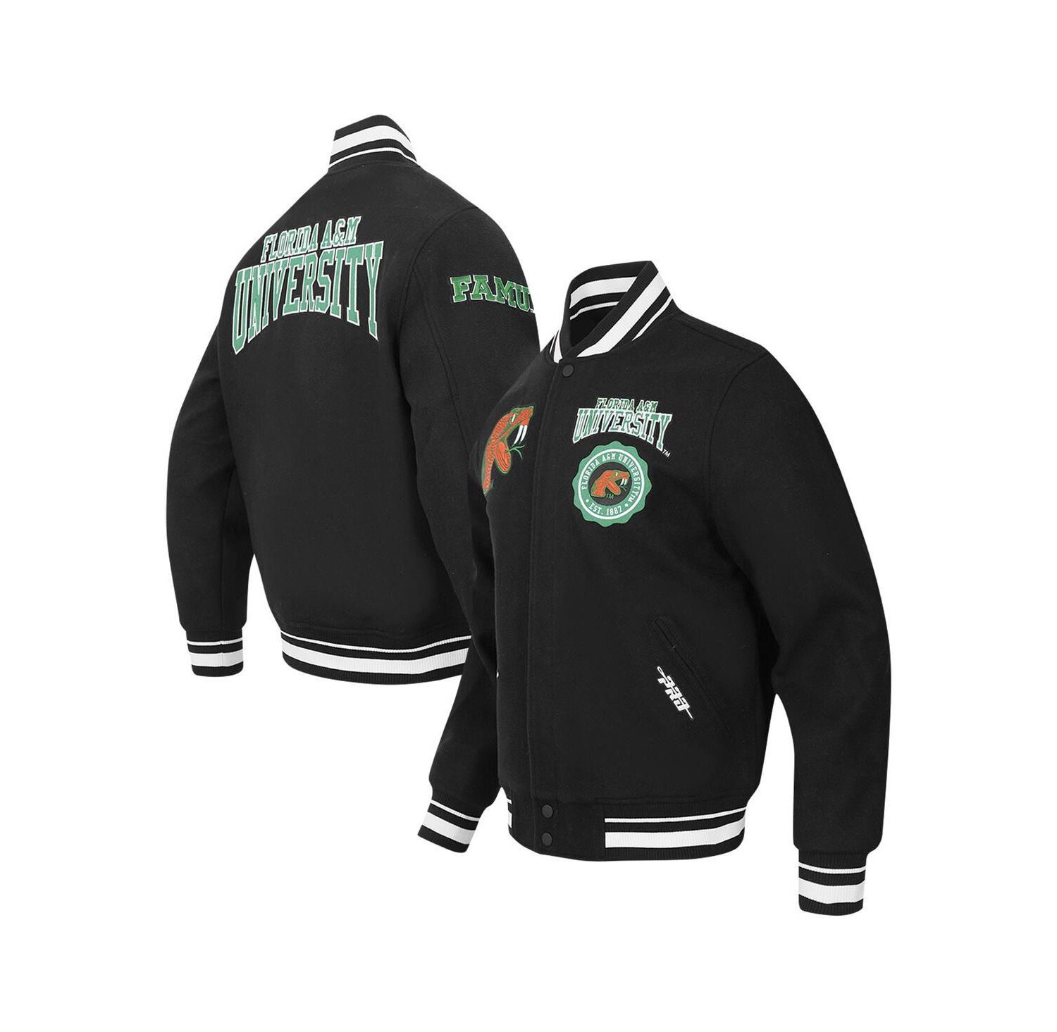 Men's Black Florida A & M Rattlers Crest Wool Full-Zip Jacket