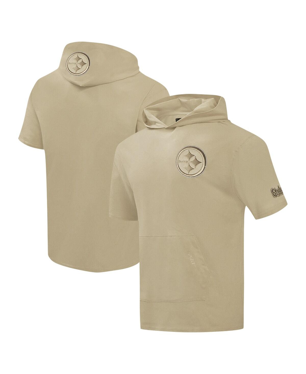 Men's Tan Pittsburgh Steelers Neutrals Capsule Short Sleeve Pullover Hoodie - Tan