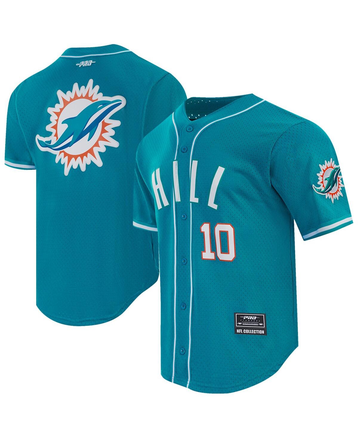 Men's Tyreek Hill Aqua Miami Dolphins Mesh Button-Up Baseball Jersey - Aqua