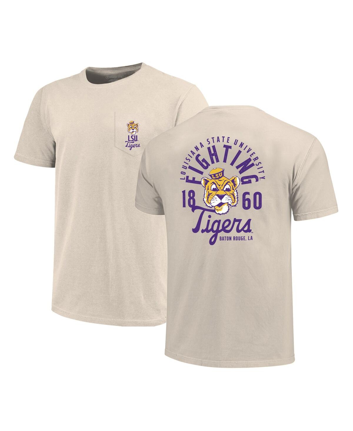 Men's Cream Lsu Tigers Big Tall Mascot Overlay Essential Pocket T-Shirt - Cream
