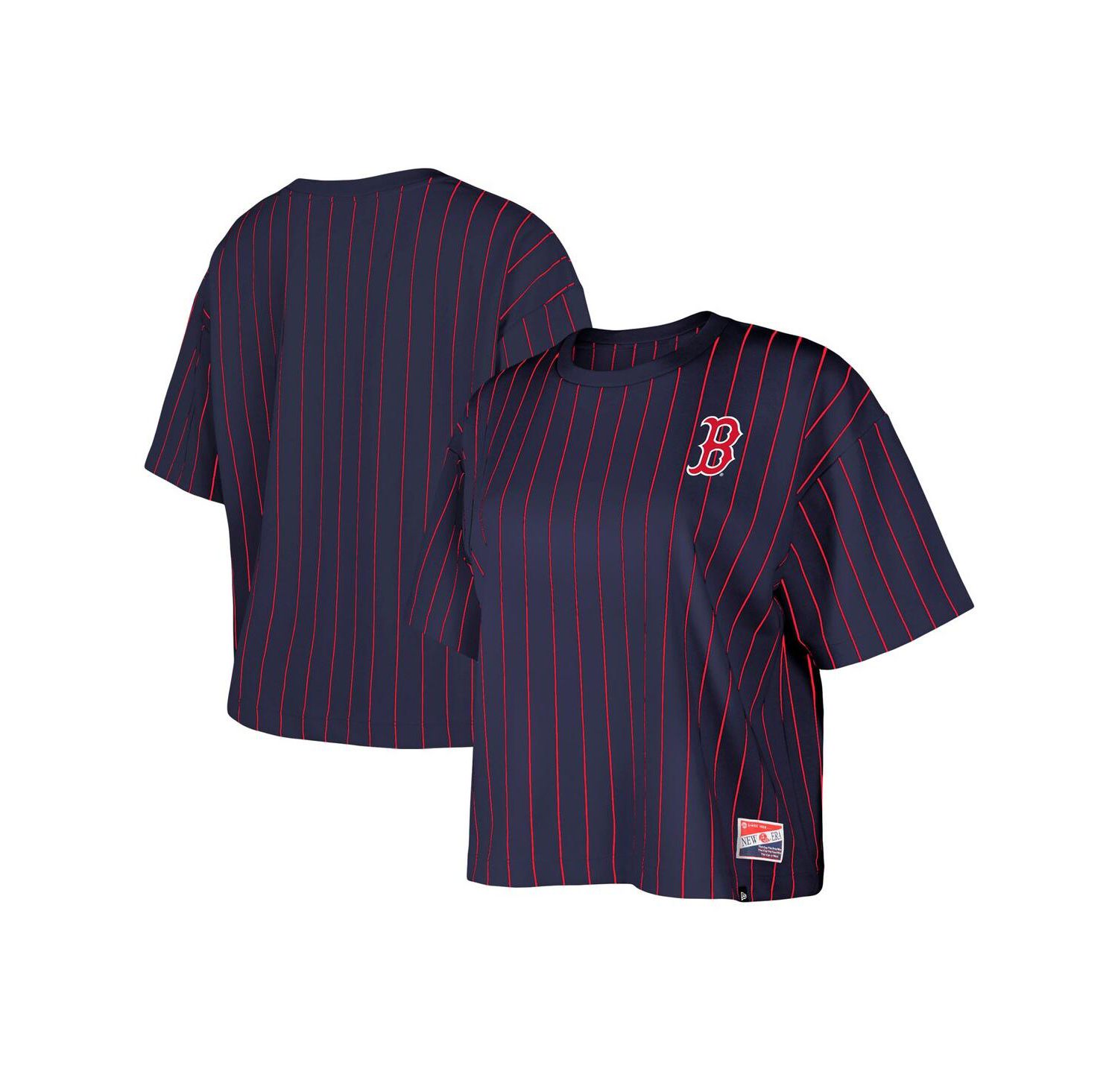 Women's Navy Boston Red Sox Boxy Pinstripe T-Shirt