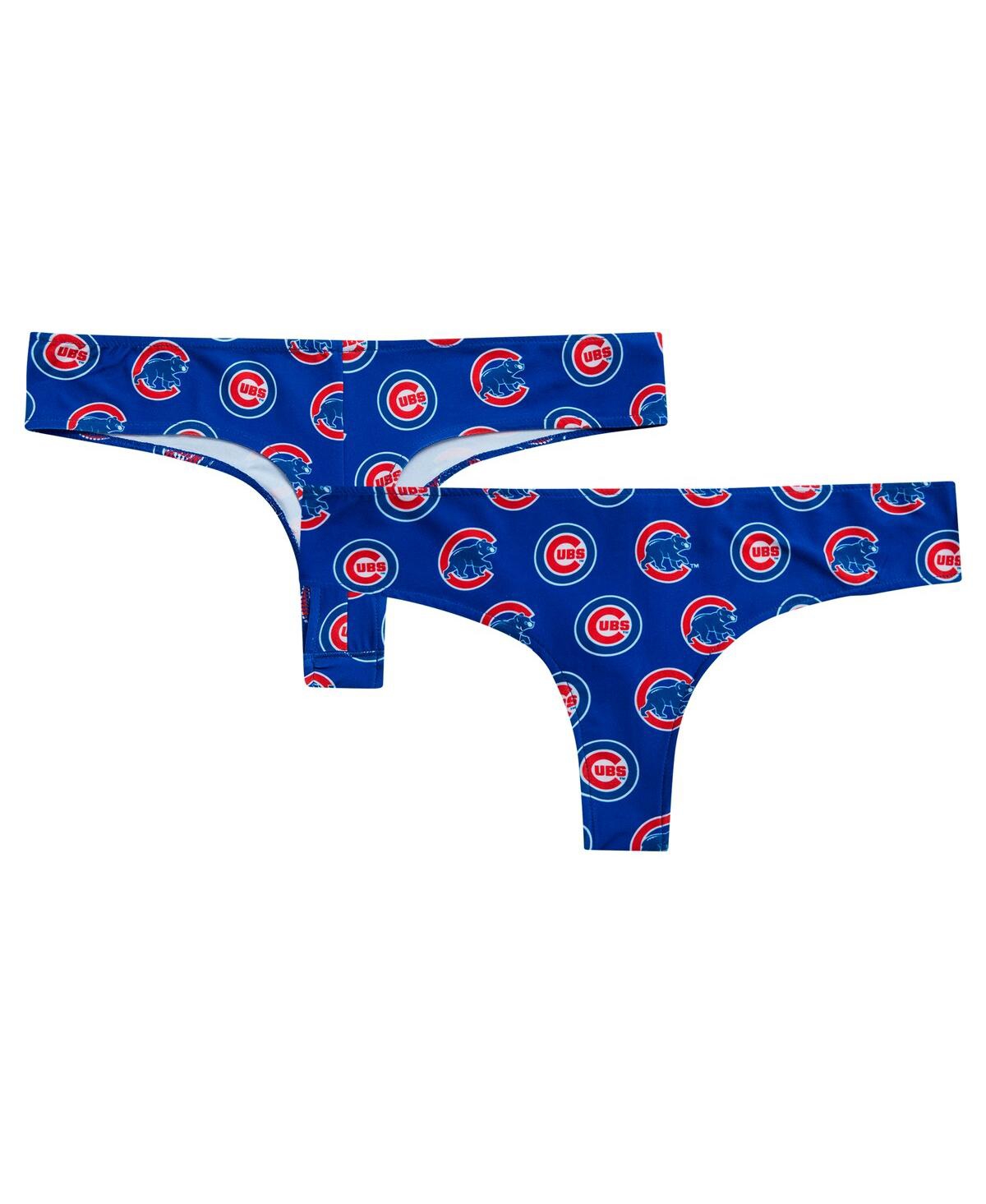 Women's Royal Chicago Cubs Record Allover Print Knit Thong - Royal