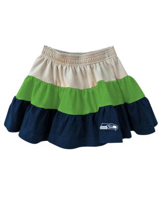 Girls Toddler Neon Green/College Navy Seattle Seahawks Sleeveless Full-Zip Hoodie and Three Tier Skirt Set