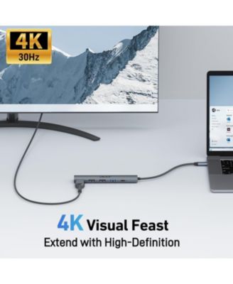 5-in-1 USB-C Hub with 4K HDMI, 100W Power Delivery, 3 USB Ports, and USB-C to HDMI Multiport Adapter for Laptops, PCs, Tablets, MacBook, iPad, iPhone 15/16 Pro/Pro Max
