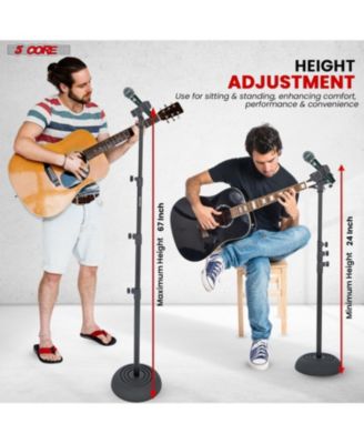 5Core Mic Stand Pair Floor Adjustable Universal Heavy Duty Microphone Stands Round Base Soporte De micrA fono - MS RBP 3T 2PCS