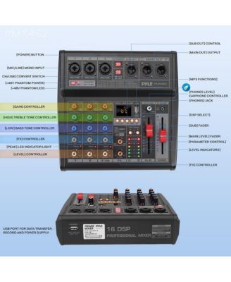 3-Channel Audio Mixer With USB Interface, Built-in FX Processor, MP3 Player, XLR & 6.35 Jack Connectors