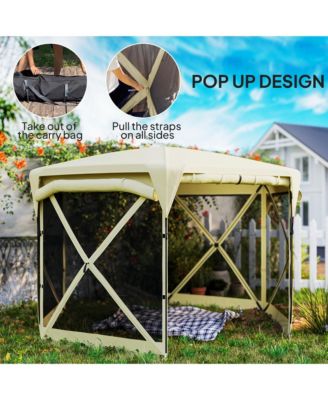 11ft Pop Up Gazebo Screen Tent with Removable Roof, Dark
