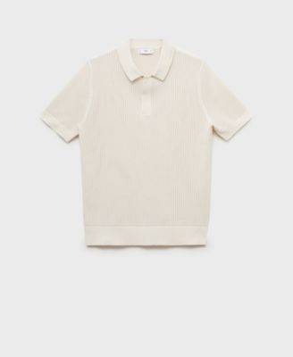 Men's Openwork Knitted Cotton Polo Shirt