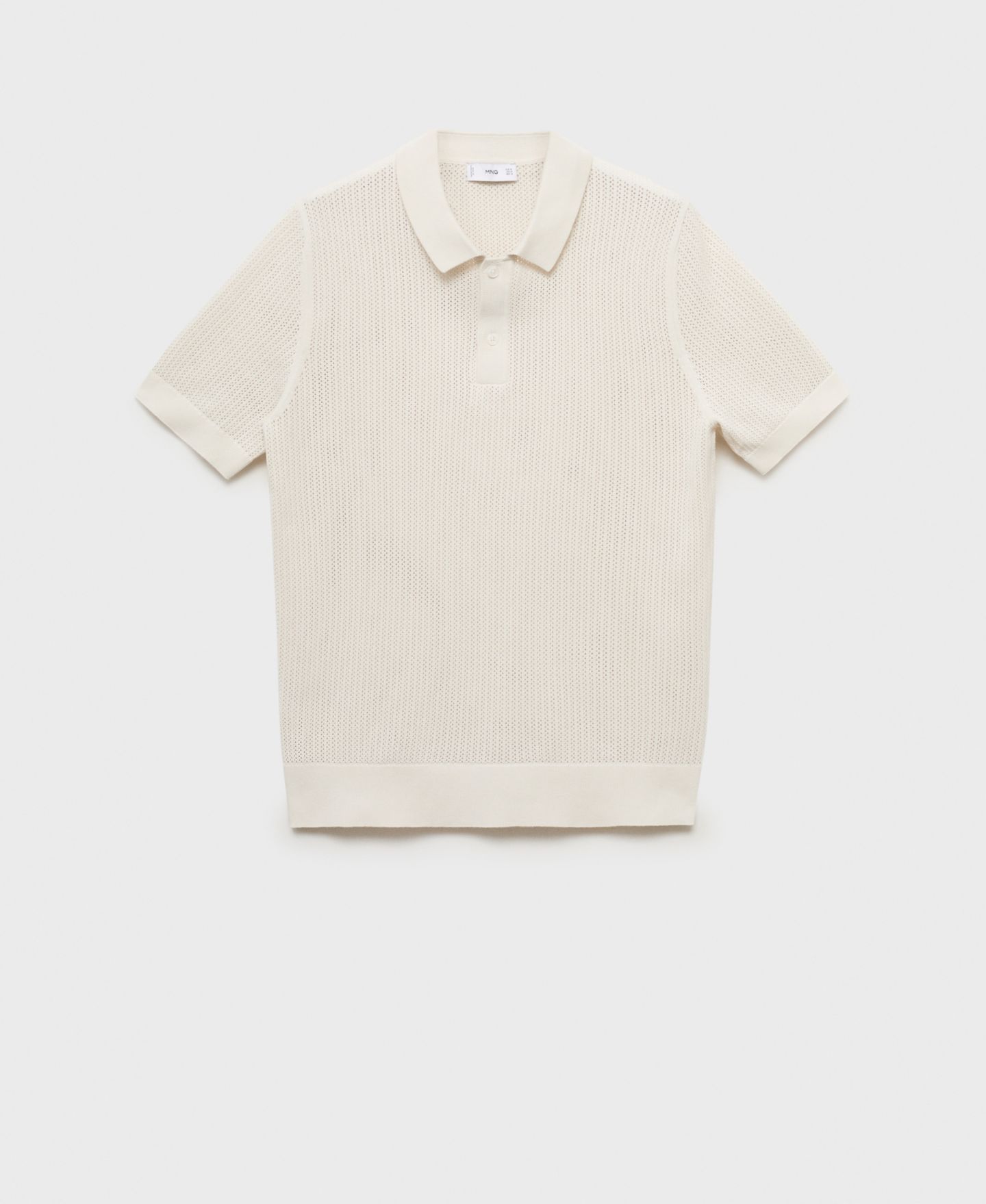 Мужское поло MANGO Openwork Knitted Cotton Polo Shirt, цвет: Тёмный зелёный — фото 5