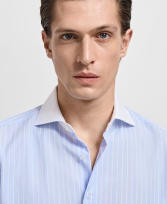 Men's Striped-Print Slim-Fit Dress Shirt