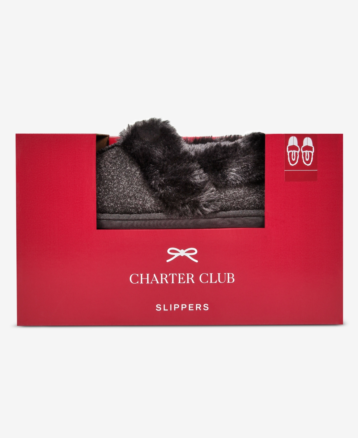 Charter Club Women's Faux-fur-lined Slippers, Macy's Exclusive In Black