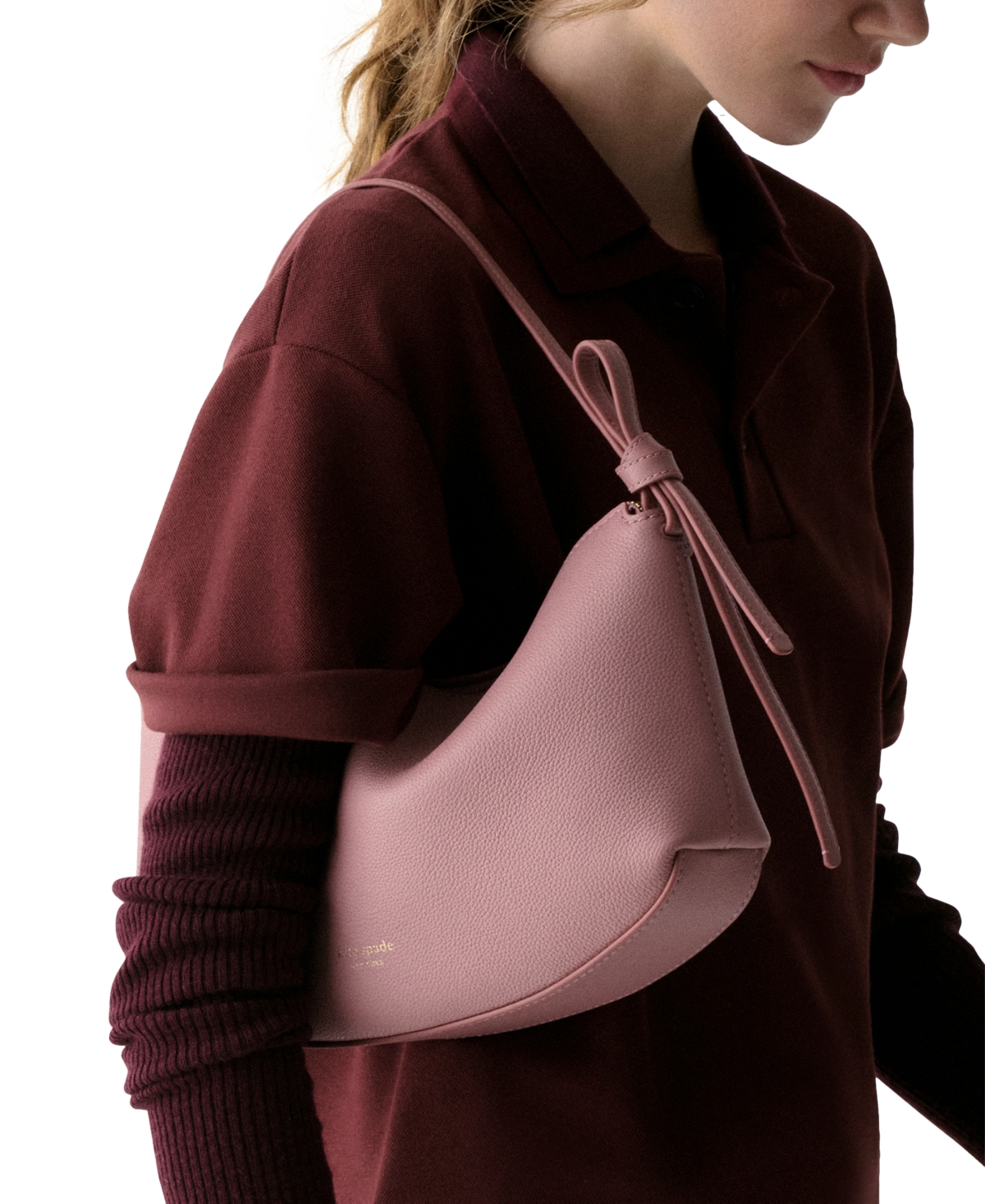 Kate Spade Loop Medium Pebbled Leather Shoulder Bag In Pink