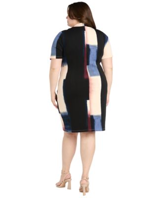 Plus Size Placement Print Scuba Dress