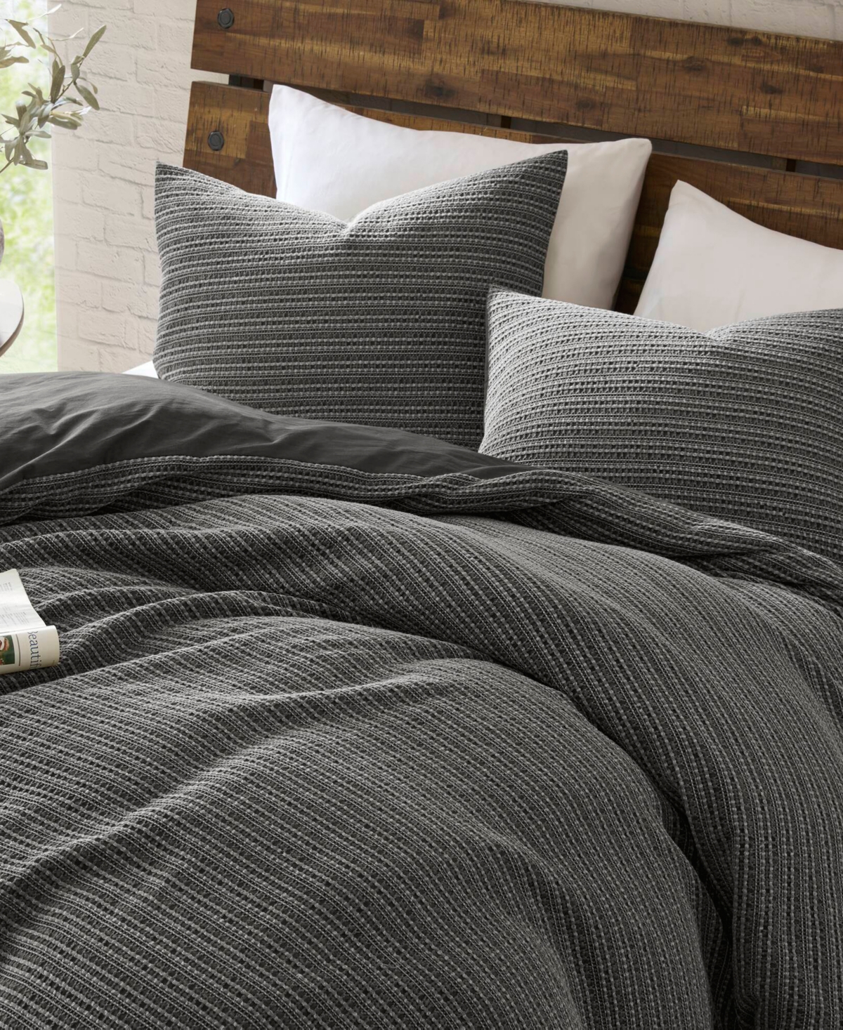 Woolrich Lyon Waffle Washed 3-pc. Duvet Cover Set, King/california King In Gray