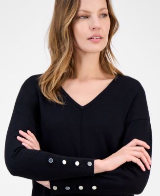 Women's Button-Cuff V-Neck Top