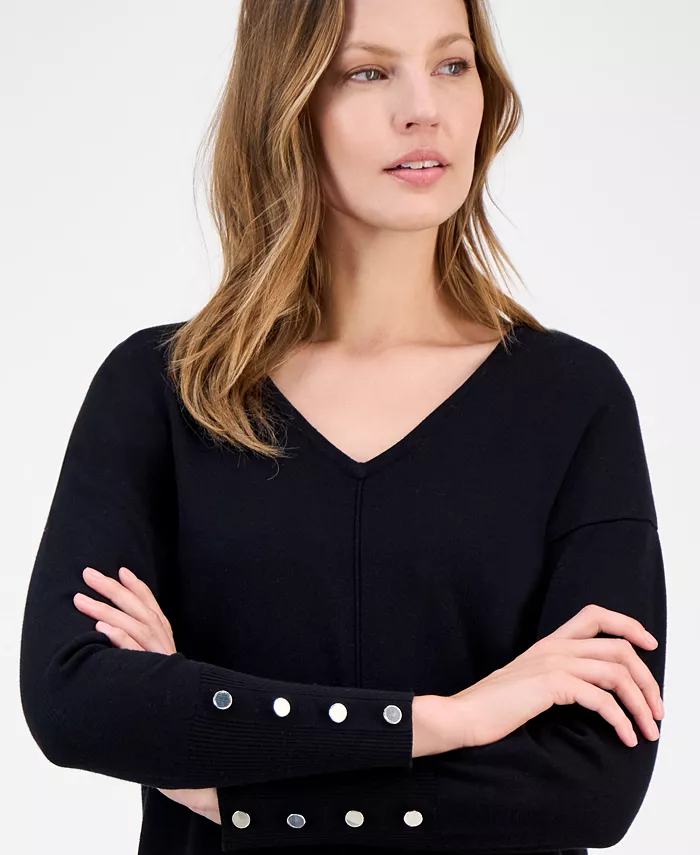 Women's Button-Cuff V-Neck Top - thumbnail 9