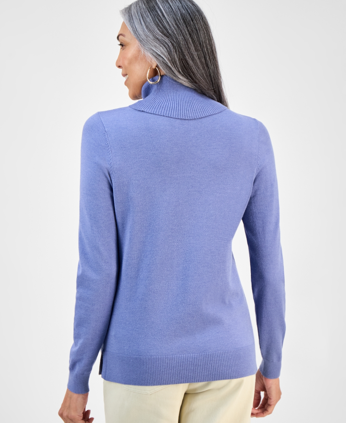 Style & Co Women's Long-sleeve Turtleneck Sweater, Created For Macy's In Purple