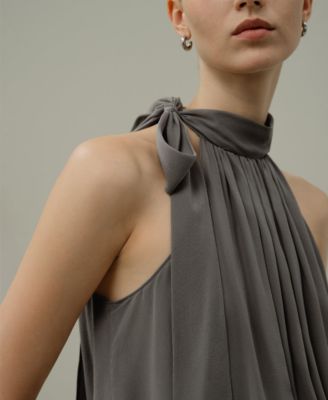 Women's Silk Georgette Tie-Neck Blouse