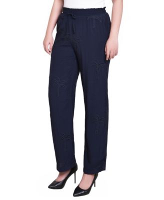 Petite Pull On Pants with Embroidery