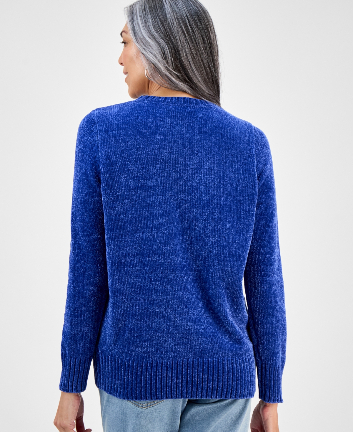 Style & Co Petite Diamond-texture Cable-knit Sweater, Macy's Exclusive In Blue