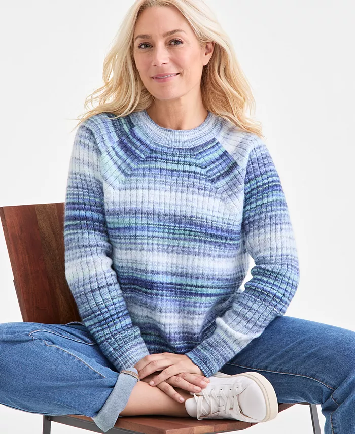 Women's Space-Dye Long-Sleeve Crewneck Sweater - thumbnail 4