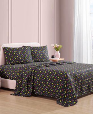 Silky Microfiber Printed 4-Pc. Sheet Set, Queen